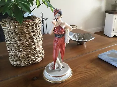 Buy 1981 Luigi Fabris Porcelain Figurine Lady Boa Red Flapper Dress #159/1000 Italy • 20£