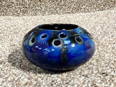 Buy Vintage Studio Pottery Posy Vase Flower Frog Bowl Cobalt Blue Glaze Guernsey • 24.99£