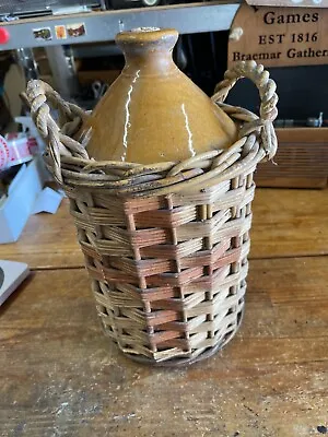 Buy Large Stoneware Flagon In Basket Rustic Circa 1900 Doulton & Co Lambeth Ltd • 95£