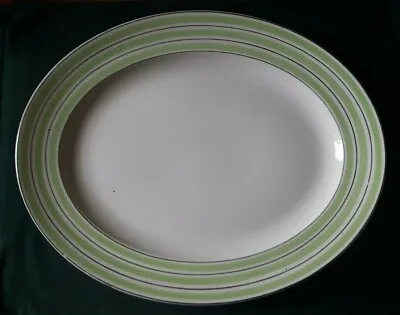 Buy Crown Ducal Serving Platter Art Deco Ironstone Meat Plate Green White And Silver • 99.95£