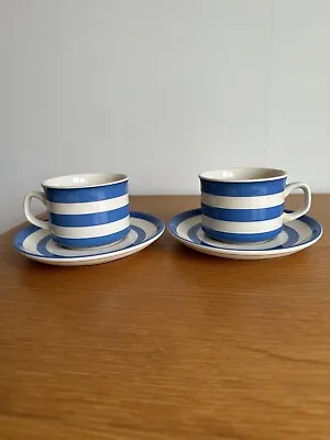 Buy Vintage Cornishware Cloverleaf TG Green Cup And Saucers X 2 • 28£