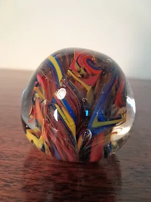 Buy Vintage Multicoloured Swirl Design Glass Spherical Paperweight • 10£