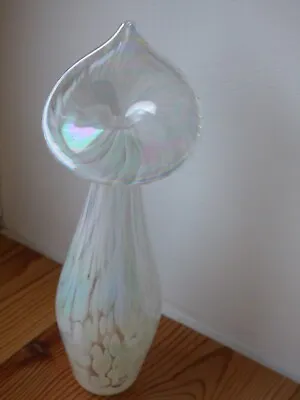 Buy Heron Glass Jack-in-the-Pulpit White Iridescent Vase 18cm Perfect • 22£