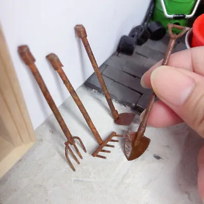 Buy 4x Dolls House Miniature 1:12TH Scale Vintage Rusting Garden Tools Hoes Shovels • 5.99£