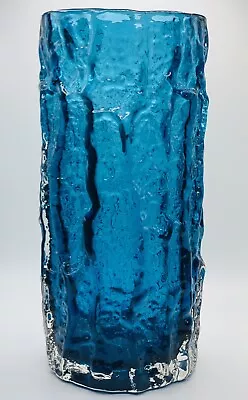 Buy Whitefriars Textured Large Kingfisher Blue 9” Bark Vase 9691 Geoffrey Baxter • 170£