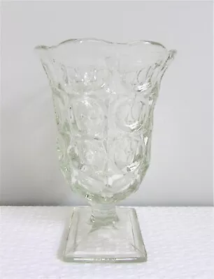 Buy Vintage 1930’s Art Deco Optic Lens Glass Celery Pedestal Vase Printed 19.5 Cm • 7£