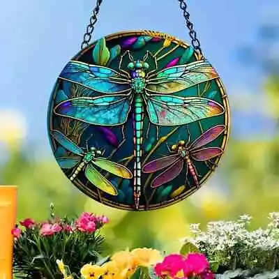 Buy Stunning Dragonfly Design Suncatcher Stained Glass Effect Home Decor Gift • 6.95£