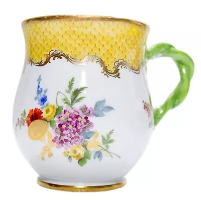 Buy Antique 19th C MEISSEN Germany Hand Painted Porcelain Sugar Can Mug Cup • 135.18£