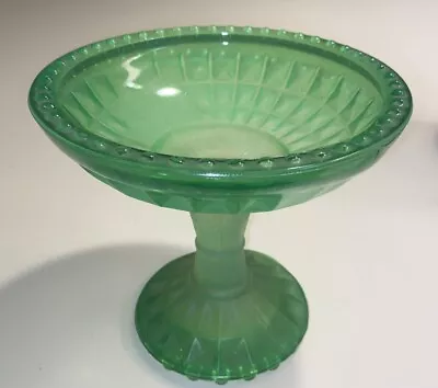 Buy Vintage Jeannette Glass Compote Flash Paint Green Pedestal  Footed • 9.55£