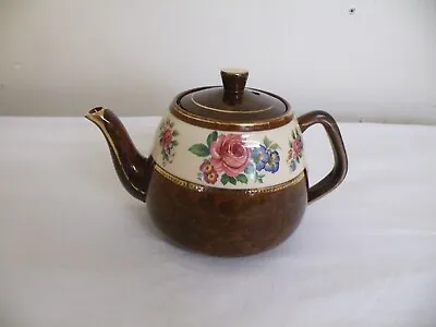 Buy Vintage Teapot Viking Arthur Wood 4656 Brown With Floral Design 5.5 Inch • 10£