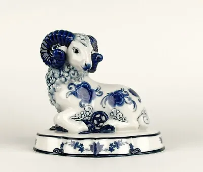 Buy FRANZ PORCELAIN “An Abundance Of Wealth” Blue & White Porcelain Goat Figurine • 189.75£