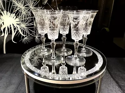 Buy 5 X VICTORIAN BACCARAT Needle Etched Port Wine Glasses - VERY RARE - C1860’s!! • 330£