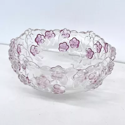 Buy Large  Vintage Coloured Embossed Flowers Glass Fruit Bowl Table Centrepiece 21cm • 34.99£