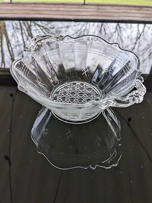 Buy Collectible Vintage Clear Depression Glass 5  Small Etched Bowl With Handles • 14.24£