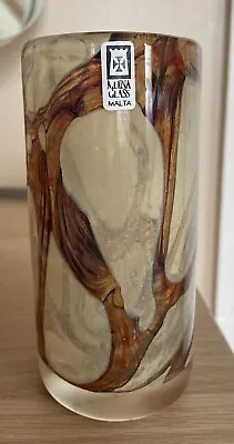 Buy MDINA MALTA Sticker Maltese Art Studio Glass Vase EARTHTONES Vintage 1980’s • 15£