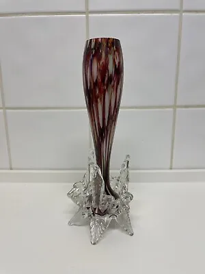 Buy Fabulous Vintage Bohemian Splatter & Uranium/Vaseline?  Art Glass Vase ￼ • 15£