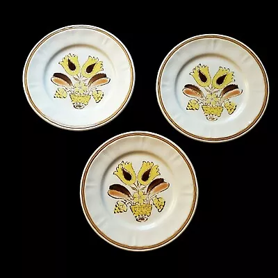 Buy 3 Vintage Hearthside Bountiful Stoneware Dinner Plates Retro Yellow Flower • 21.10£