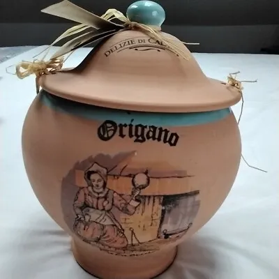 Buy Italian Delizie Di Calabria Oregano Terracotta Pottery Spice Jar Italy • 23.10£