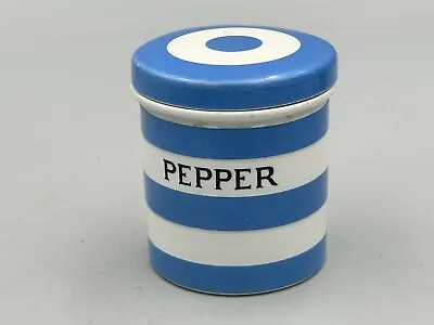 Buy T.G.Green Cornish Ware Blue And White Pepper Small Lidded Pot Black Shield Stamp • 9.99£