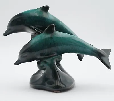 Buy Blue Mountain Pottery - 2 Dolphins Jumping Ceramic Figurine Green Glaze Canada • 28.46£