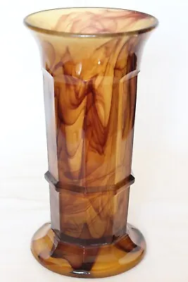 Buy Art Deco Amber Cloud Glass Column Vase By Davidson • 25.99£