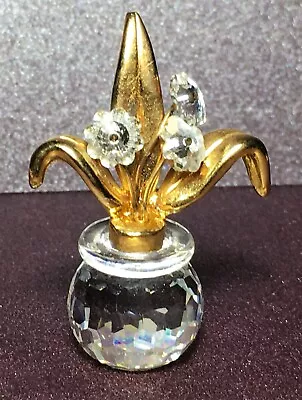 Buy Miniature Cut Glass & Gold Coloured Metal 'pot Of Flowers' • 8.99£