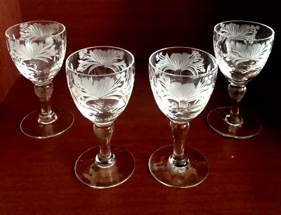 Buy 4 X Royal Brierley Honeysuckle Pattern Cut Glass Wine Glasses - SIGNED. • 49.99£