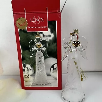 Buy NIB Lenox Angel Glass Ornament 6  Joyous Tidings Faith Etched Glass Gold Cord • 14.46£