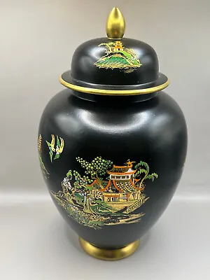 Buy Carlton Ware England Black Pagoda Pattern 10,1/2  High Ginger Jar. • 79.99£