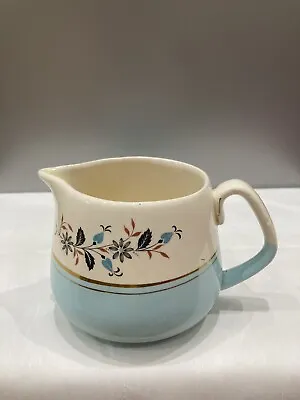 Buy Vintage Talk Of The Town Keele St Pottery Jug Cream/Milk Blue And White 13x9cm  • 3.50£