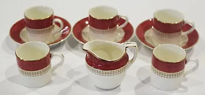 Buy Losolware Keeling & Co Burslem Red Pink Part Coffee Espresso Set Cups Jug 1930s • 17.95£