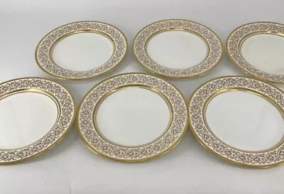 Buy Cauldon China England 10  Dinner Plates Gold/White *Set Of 6* • 67.23£