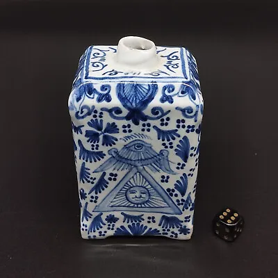 Buy Antique 18thC Blue & White Dutch Delft Masonic Tea Caddy Circa 1770 • 245£