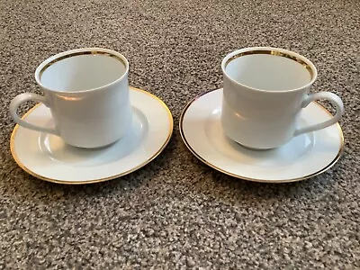 Buy 2 X Cups & Saucers JONELLE John Lewis Thomas Germany White With Gold Rim Band • 13.50£