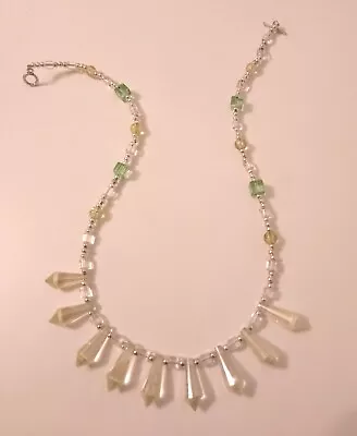 Buy Pale Champagne Lemon Teardrop Glass Necklace Art Deco Style -18 Inches • 12.99£