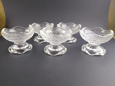 Buy Vintage Anchor Hocking Reversible Pebble Glass  Pedestal Candle Holders Lot Of 5 • 18.97£