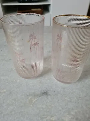 Buy Tall Drinking Glasses Palms Ribbed Design • 2.99£