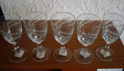Buy Set Of 5 Vintage Saxony Etched Glass Sherry/Liqueur Glasses VGC Quick Post • 12.99£