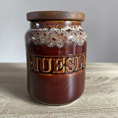 Buy Vintage Fosters Pottery Redruth Cornwall Lava Brown Rare Muesli Lidded Jar 17cm • 15.99£