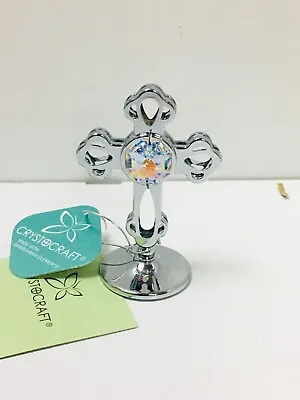 Buy Swarovski Crystal Cross Ornament Chrome Plated Christening Communion Baptism 5* • 12.99£