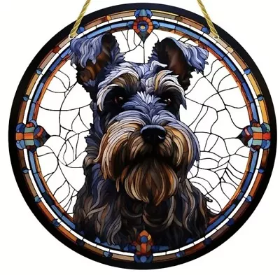 Buy LARGE Miniature Schnauzer 2 Dog Lover SUN ☀️ Suncatcher Birthday Stained Glass • 11.50£