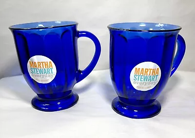 Buy Two Martha Stewart Cobalt Blue Glass Mugs - New With Tags • 18.90£