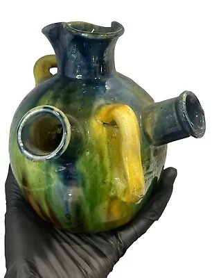 Buy Belgian Art Nouveau Double Spouted Vessel Drip Glaze Ceramic Pottery • 60£