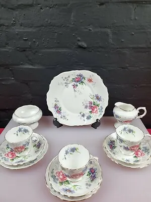 Buy Crown Staffordshire Floral And Gilt 12 Piece Tea Set Cups Saucers Plates Jug Etc • 49.99£