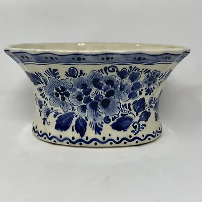 Buy Antique Dutch Delft Blue And White Floral Ceramic Planter Floral • 95.31£