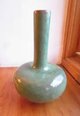 Buy Belgian?  Art Nouveau Onion Shape Vase Green Glazed C1900 Arts Craft Pottery • 14.99£