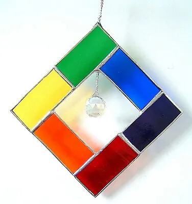 Buy Contemporary Art Rainbow Square Stained Glass Suncatcher Crystal Ball Hanging • 14.95£