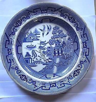 Buy Antique Blue And White Willow Pattern Small Semi China Oriental Pattern Plate • 5£