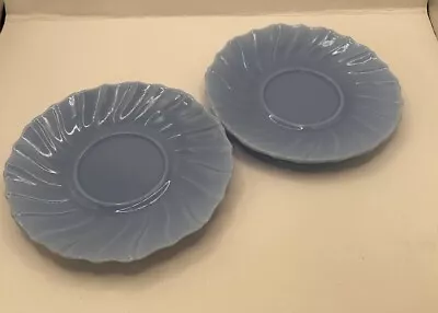Buy 2 Depression Glass Swirl Delphite Blue By Jeannette 5 3/4 Saucers Vintage 1930s • 14.24£