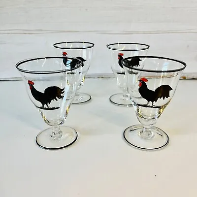 Buy Vintage Art Deco Style Short Cocktail Glass X 4. Hand Painted. Cockerel Crystal • 22£